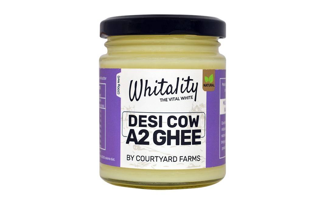 Courtyard Farms Whitality Desi Cow A2 Ghee    Glass Jar  200 millilitre